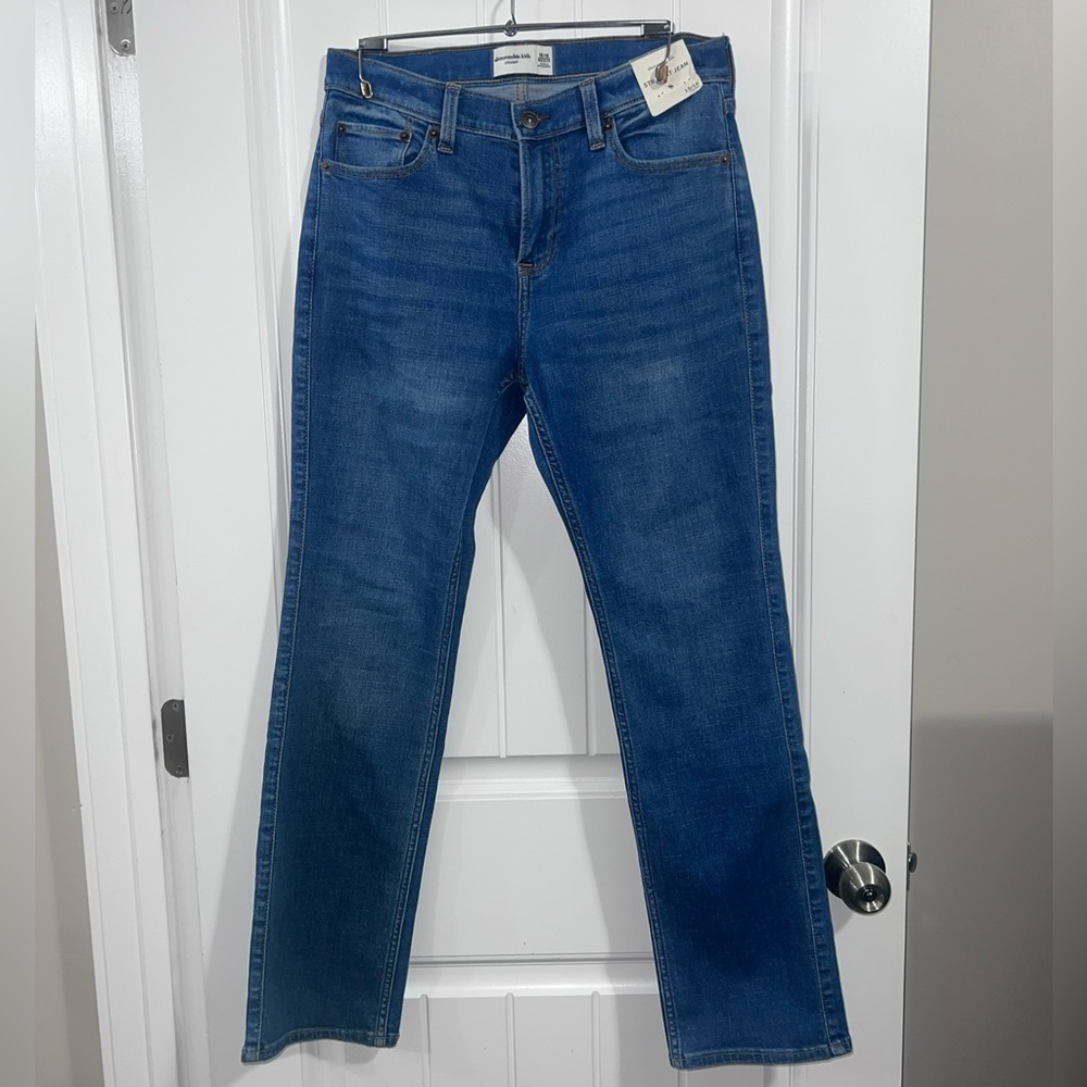 NWT Abercrombie Kids Straight Leg Deep Blue Denim Jeans